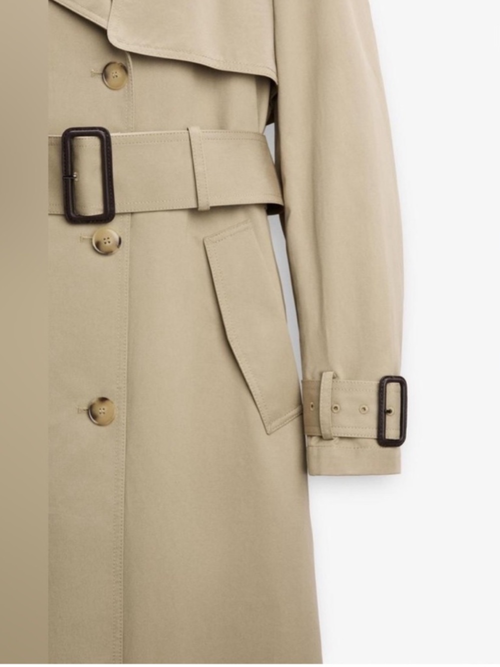 Zara Limited edition pure cotton celeb style Beige Trench Coat with Belt - Women - Picture 8 of 12